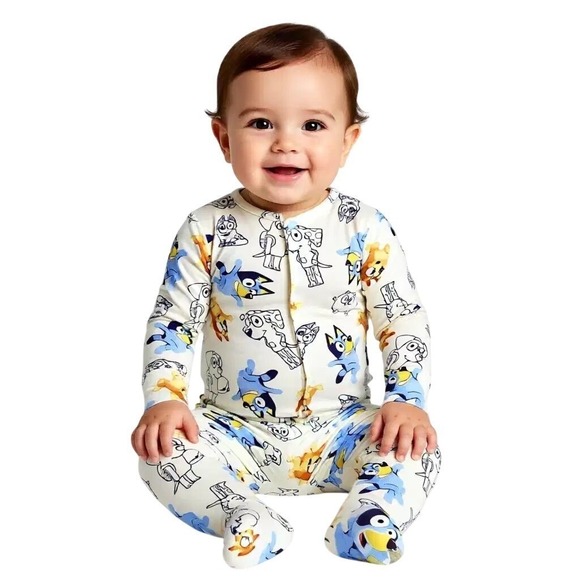 Nickelodeon Other - Bluey and SpongeBob SquarePants Baby Pajamas Bundle 2 Pack‎ Sleepers 12MOS NWT